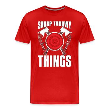 Target Sports Sharp Throwy Things Shooting Sports - Männer Premium Bio T-Shirt - Rot - Vorne - Damien (186cm)