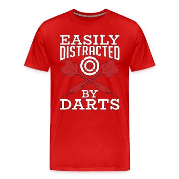 Target Sports Easily Distracted By Darts Bullseye - Männer Premium Bio T-Shirt - Rot - Vorne - Damien (186cm)