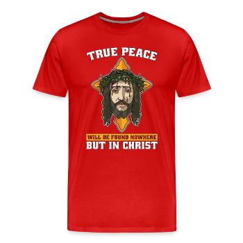 Théologie La vraie paix sera trouvée Église religieuse - T-shirt bio Premium Homme - rouge - Devant - Damien (186cm)