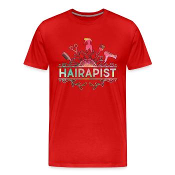 Coiffeur Hairapist Coiffeur Coupe de cheveux Styliste - T-shirt bio Premium Homme - rouge - Devant - Damien (186cm)