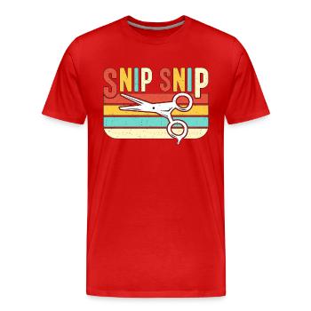 Hairstylist Snip Snip Retro Loves Haircut Scissors - Men's Premium Organic T-Shirt - red - Front - Damien (186cm)