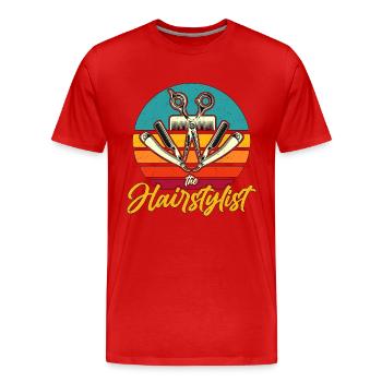 The Hairstylist Retro Hairdresser Haircutter Salon - Männer Premium Bio T-Shirt - Rot - Vorne - Damien (186cm)