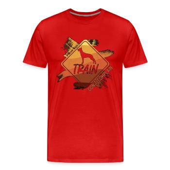 Train de dresseurs de chiens d’assistance Ne vous plaignez pas du propriétaire de chien - T-shirt bio Premium Homme - rouge - Devant - Damien (186cm)
