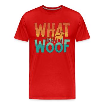 Dresseur de chiens d’assistance Qu’est-ce que le chien de thérapie Woof - T-shirt bio Premium Homme - rouge - Devant - Damien (186cm)