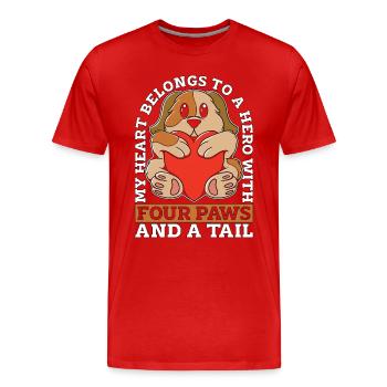 Dresseur de chiens d’assistance Mon cœur appartient au propriétaire de chien - T-shirt bio Premium Homme - rouge - Devant - Damien (186cm)