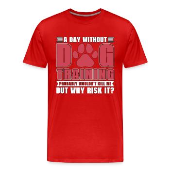 Dresseur de chiens d’assistance : une journée sans chien d’assistance - T-shirt bio Premium Homme - rouge - Devant - Damien (186cm)