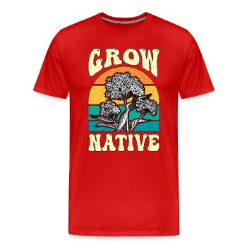 Asclépiade Grow Native Retro Monarchs Entomologistes - T-shirt bio Premium Homme - rouge - Devant - Damien (186cm)