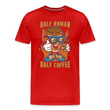 Espresso Mi-Humain Mi-Café Barista Caféine - T-shirt bio Premium Homme - rouge - Devant - Damien (186cm)