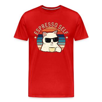 Espresso Self Loves Coffee Bean Barista Caféine - T-shirt bio Premium Homme - rouge - Devant - Damien (186cm)