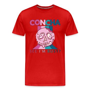Concha Voir Je suis occupé Amateur de pâtisserie de pain de coquille sucrée - T-shirt bio Premium Homme - rouge - Devant - Damien (186cm)