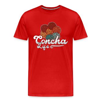 Concha Life Pain sucré mexicain Dulce Conchas - T-shirt bio Premium Homme - rouge - Devant - Damien (186cm)