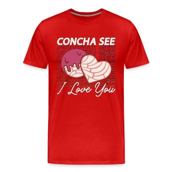 Concha See I Love You Conchas mexicaines de pain sucré - T-shirt bio Premium Homme - rouge - Devant - Damien (186cm)
