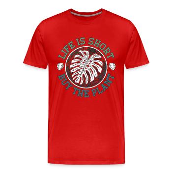 Botany Life Is Short Buy The Plant Horticulture - Men's Premium Organic T-Shirt - red - Front - Damien (186cm)