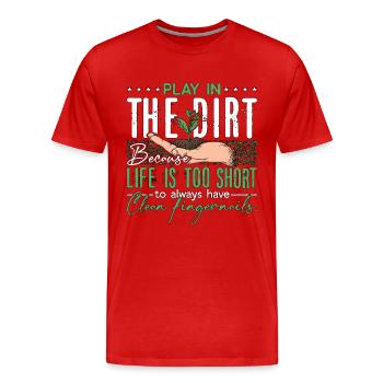 Botany Play In The Dirt Because Planting Botanical - Men's Premium Organic T-Shirt - red - Front - Damien (186cm)
