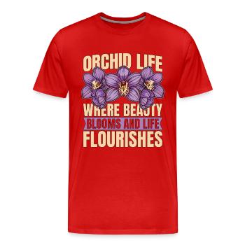 La vie des orchidées où la beauté fleurit et les plantes d’orchidées - T-shirt bio Premium Homme - rouge - Devant - Damien (186cm)
