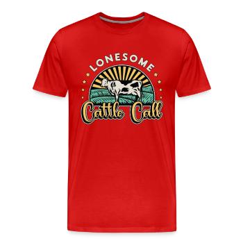 Élevage de bétail Appel de bétail solitaire Animaux de la ferme - T-shirt bio Premium Homme - rouge - Devant - Damien (186cm)