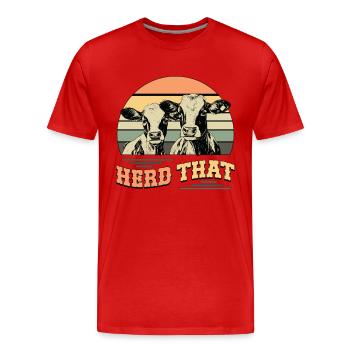 Troupeau d'élevage de bétail que les éleveurs de bétail rétro - T-shirt bio Premium Homme - rouge - Devant - Damien (186cm)