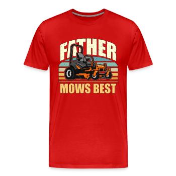 Mower Father Mows Best Grass Cutting Lawn Mowing - Men's Premium Organic T-Shirt - red - Front - Damien (186cm)
