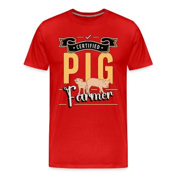 Pig Farming Certified Pig Farmer Farm Animals - Men's Premium Organic T-Shirt - red - Front - Damien (186cm)
