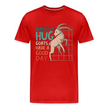 L’élevage de moutons et de chèvres Réveillez-vous l’élevage de chèvres câlin - T-shirt bio Premium Homme - rouge - Devant - Damien (186cm)