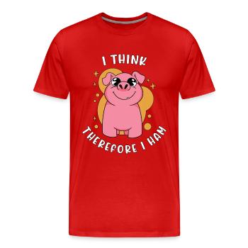 L’élevage porcin je pense donc je fais de l’élevage de porcs - T-shirt bio Premium Homme - rouge - Devant - Damien (186cm)