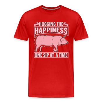 L’élevage porcin monopolise Le bonheur Un élevage de porcs - T-shirt bio Premium Homme - rouge - Devant - Damien (186cm)