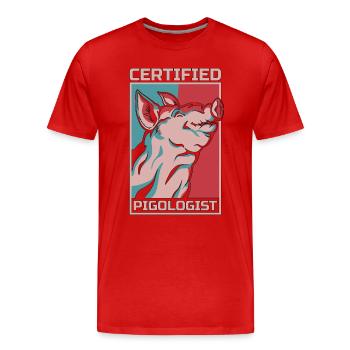 Élevage porcin Porcin certifié Élevage - T-shirt bio Premium Homme - rouge - Devant - Damien (186cm)