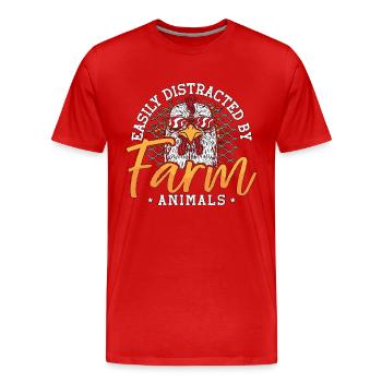 Un éleveur de volailles facilement distrait par un poulailler - T-shirt bio Premium Homme - rouge - Devant - Damien (186cm)