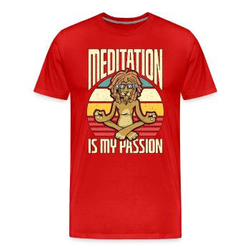 Meditation Is My Passion Exercise Yoga Lion Lover - Men's Premium Organic T-Shirt - red - Front - Damien (186cm)