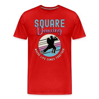 Danse carrée où vient la vie Couple Danse Amant - T-shirt bio Premium Homme - rouge - Devant - Damien (186cm)
