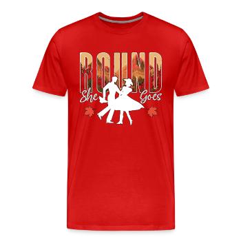 Danse carrée Ronde She Goes Loves Danse de couple - T-shirt bio Premium Homme - rouge - Devant - Damien (186cm)