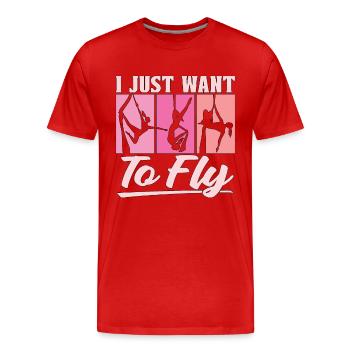 Acrobate aérienne Je veux juste voler Air Yoga Acrobates aériens - T-shirt bio Premium Homme - rouge - Devant - Damien (186cm)