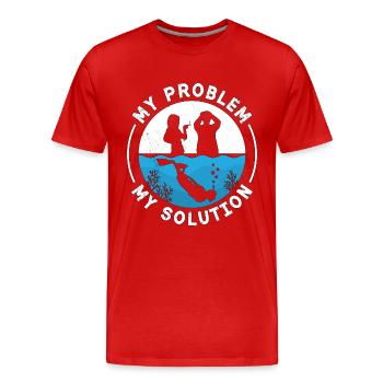 Freediving My Problem My Pictogram Dad Mom Diving - Männer Premium Bio T-Shirt - Rot - Vorne - Damien (186cm)
