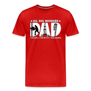 Oil Rig Worker Dad The Idol Oil Industry Drilling - Männer Premium Bio T-Shirt - Rot - Vorne - Damien (186cm)