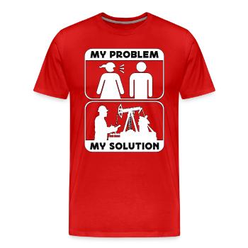Travailleur de plate-forme pétrolière Mon problème Mon pictogramme Papa Maman - T-shirt bio Premium Homme - rouge - Devant - Damien (186cm)