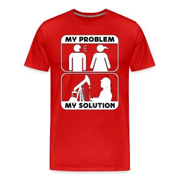 Travailleur de plate-forme pétrolière Mon problème Mon pictogramme Maman Papa - T-shirt bio Premium Homme - rouge - Devant - Damien (186cm)