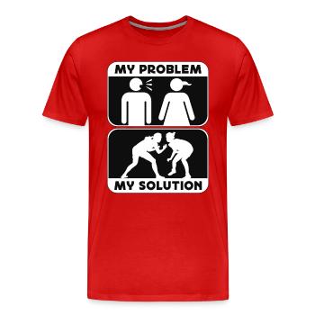 Catch Wrestler Mon Problème Mon Pictogramme Maman Boxe - T-shirt bio Premium Homme - rouge - Devant - Damien (186cm)
