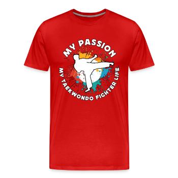 Taekwondo Ma passion Mes arts martiaux mixtes - T-shirt bio Premium Homme - rouge - Devant - Damien (186cm)