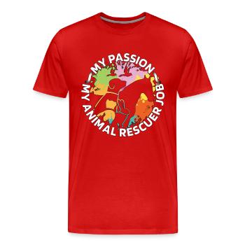 Sauveteur d’animaux Ma passion Mon amoureux des refuges pour animaux - T-shirt bio Premium Homme - rouge - Devant - Damien (186cm)