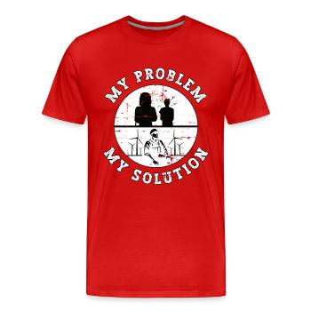 Wind Turbine Tech My Problem My Pictogram Dad Mom - Männer Premium Bio T-Shirt - Rot - Vorne - Damien (186cm)