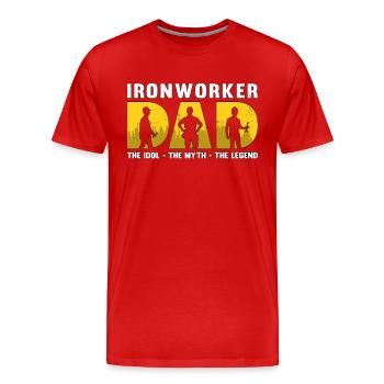 Papa ferronnier L’idole Le mythe Le métallurgiste - T-shirt bio Premium Homme - rouge - Devant - Damien (186cm)