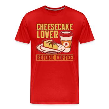 Amateur de gâteau au fromage avant de préparer le café Amateur de café - T-shirt bio Premium Homme - rouge - Devant - Damien (186cm)
