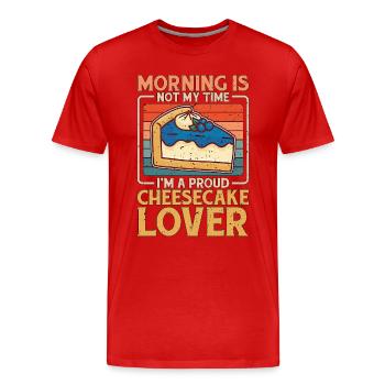 Le matin des amateurs de gâteaux au fromage n’est pas mon heure, je suis boulanger - T-shirt bio Premium Homme - rouge - Devant - Damien (186cm)