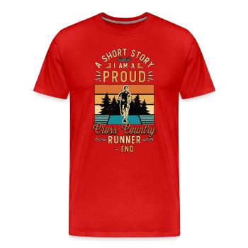 Coureur de cross-country Une petite histoire Je suis coureur de cross-country - T-shirt bio Premium Homme - rouge - Devant - Damien (186cm)