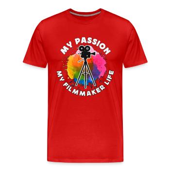 Filmmaker My Passion My Filmmaker Job Filmmaking - Men's Premium Organic T-Shirt - red - Front - Damien (186cm)