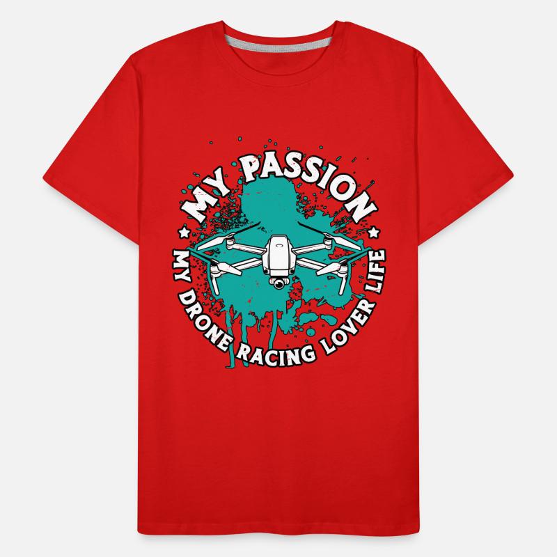 Amateur de courses de drones Ma passion Ma course de drones FPV T-shirt bio Premium Homme