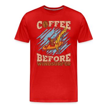 Café de planche à voile avant l’amateur de café de wakeboard - T-shirt bio Premium Homme - rouge - Devant - Damien (186cm)