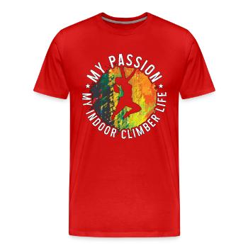 Escalade en salle Ma passion Mon bloc en salle - T-shirt bio Premium Homme - rouge - Devant - Damien (186cm)