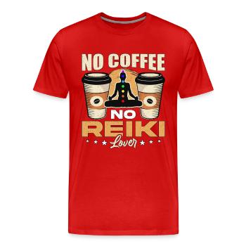 Reiki Lover No Coffee No Reiki Master Coffee Lover - Men's Premium Organic T-Shirt - red - Front - Damien (186cm)
