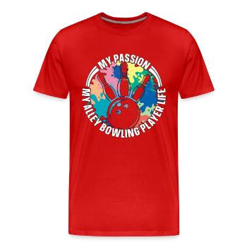 Joueur de bowling d’allée Ma passion Mon amateur de bowling - T-shirt bio Premium Homme - rouge - Devant - Damien (186cm)